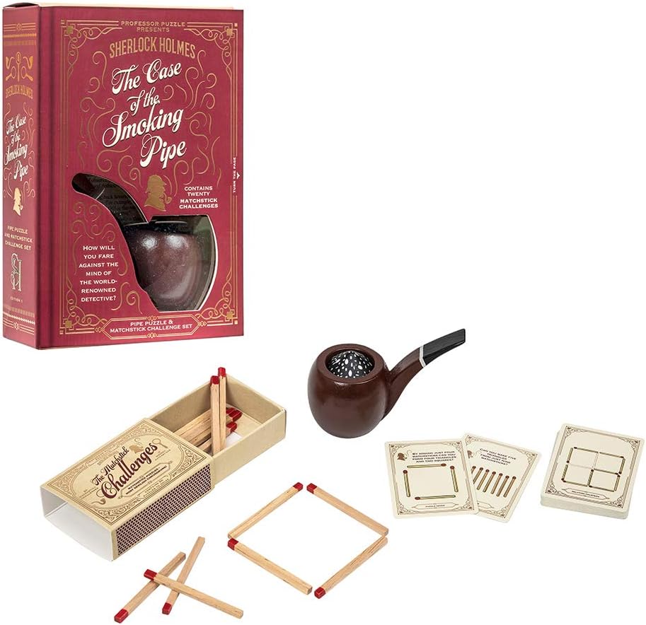 Professor Puzzle Sherlock Holmes - The case of The Smoking Pipe - Mystery Puzzle / Matchstick Challenge Set