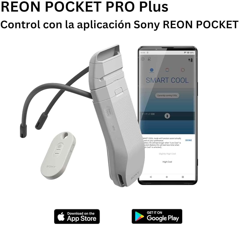 Sony REON POCKET PRO Plus, Neckband, controlo inteligente de temperatura, fluxo de ar silencioso até 15 horas de autonomia, mãos-livres, leve, confortável, discreto, compatível com smartphones