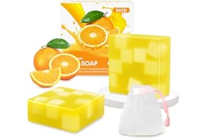 BASSI 2 PCS Yoni Soap Bars Feminine Wash, 100% Natural Organic Yoni Bar Soap for Women Ph Balance Yoni Wash Eliminates Odor Moisturizing Yoni Care Soap with Foaming Net, Orange Yoni Soap 3.53 OZ