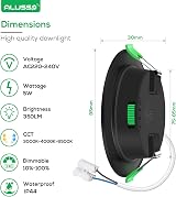 ALUSSO 5W LED Downlight 350LM Dimmable 3000K 4000K 6500K IP44 12 Pack view 2
