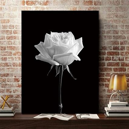 Nordic Stijl Zwart Bloemen Canvas Schilderijen Rose Bloem Wall Art Poster  voor Slaapkamer Home Decor Muurschildering 70X90 cm Frameloos: Amazon.nl