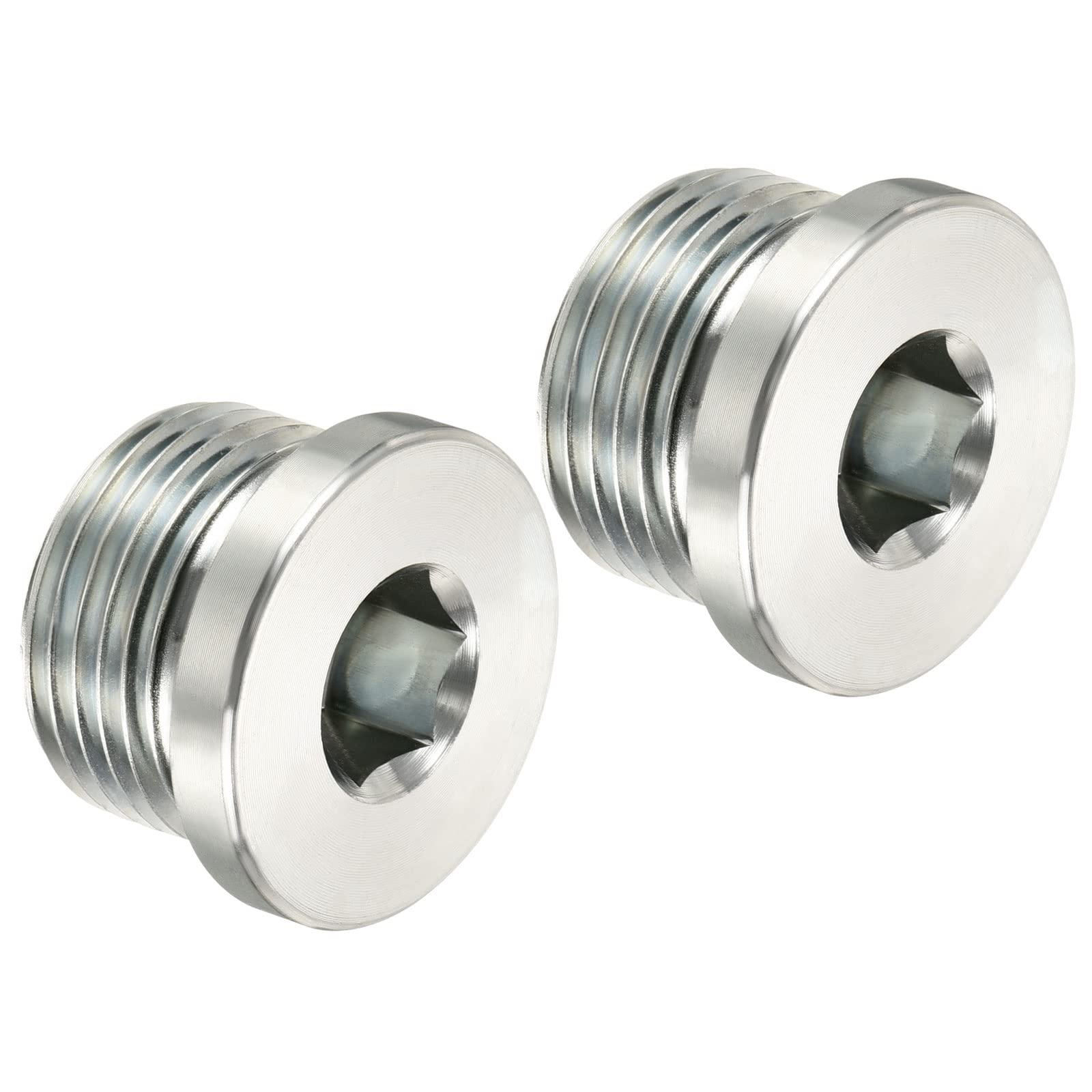 PATIKIL M27*2 Internal Hex Head Pipe Fitting Plug, 2 Pack Male Thread 45# Steel Socket Plug with Sealing Ring for Terminate Pipe Ends
