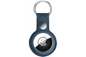 Leather Key Ring Holder,Neburing Case Protection Cover with Keychain Compatible for New Apple Air Tag-Blue