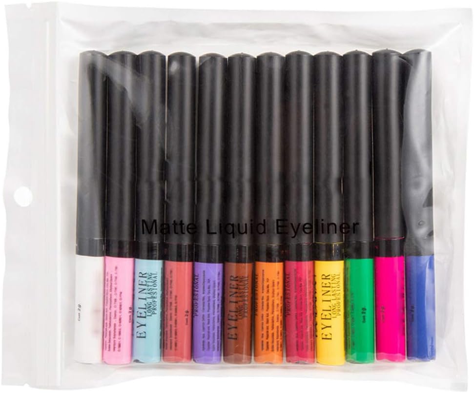Chennie 12Pcs/Set Matte Liquid Eyeliner Pen Waterproof Long Lasting Eye Liner Makeup Tools