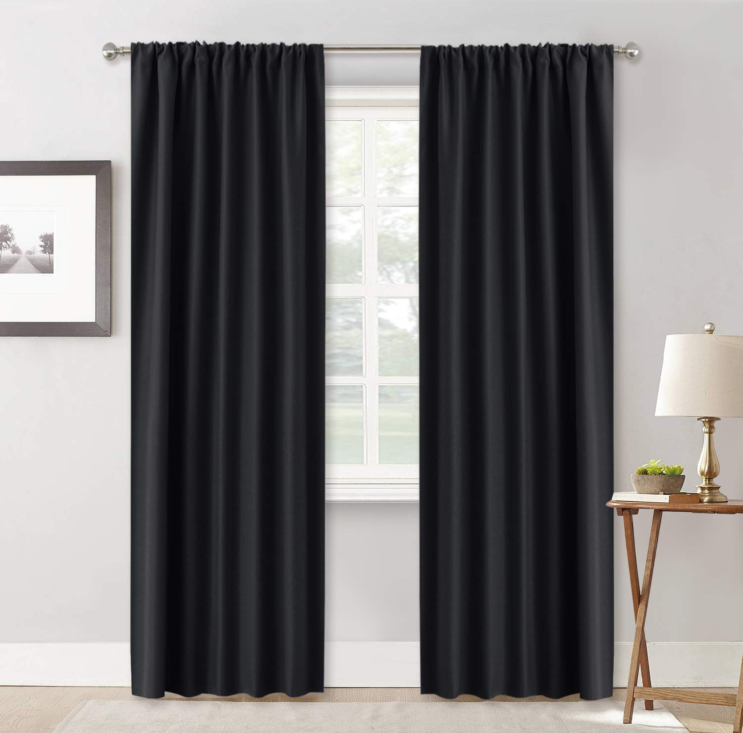 Ryb Home Bedroom Blackout Curtains Rod Pocket Privacy Shades Window Treatment Drapes For Kitchen Living Room 42 Inches Wide X 84 Inches Long