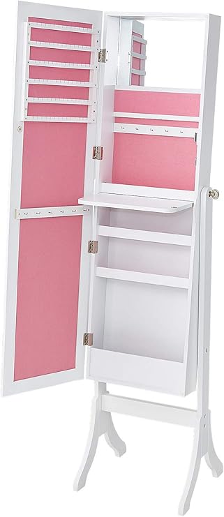 Amazon ジュエリー収納付き スタンドドレッサーミラー 鏡 ミラー スタンドミラー 姿見 全身 ハイタイプ 収納 アクセサリー ジュエリー ミラー 鏡 オンライン通販