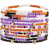 Pingyongchang Xmas Halloween Stackable Beads Bracelets Set for Women Men Adjustable Red Green White Boho Multi Layer Bangle Christmas Party Vacation Friendship Bracelet Gift