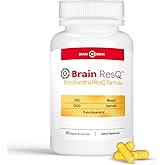 Brain ResQ Advanced Mitochondrial Formula with PQQ, CoQ10, Trans Resveratrol, MenaQ7 & Quercetin Supplement - 100mg of CoQ10 & 15mg PQQ – Supports Brain, Heart & Cellular Health – 60 Capsules