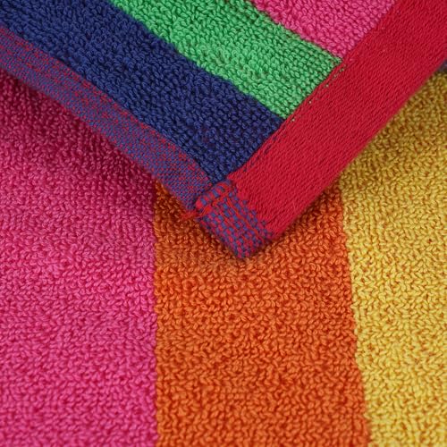 Sweet Needle Beach Towels Yellow Stripe Beach Towels Premium Cabana Quality - Pack of 2 (100x150cm) - 100% Ringspun Cotton, Heavy (450 GSM) and Highly Absorbent