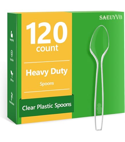 100 Heavy-Duty Clear Plastic Spoons - BPA Free, Reusable Tableware For Parties, Picnics, BBQ, Takeaways-783204