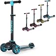 Monopattino 3 Ruote Per Bambini – Pieghevole, Altezza Regolabile (23,5-28,5"), Ruote Luminose, Tavola Antiscivolo, Inclinazione Per Sterzare