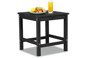 Cecarol Adirondack Side Table, 19.6" Square Oversized Outdoor Side Table, Fade-Resistant and Weather Resistant End Table, Poly Resin Plastic Table for Porch, Patio, Seaside, Black-OST01