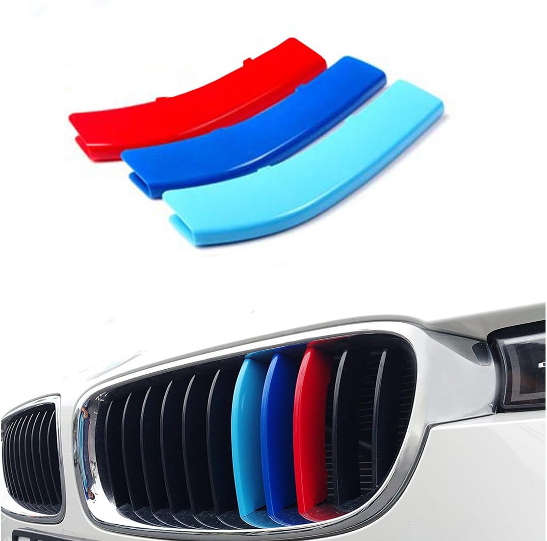 TESWNE M-Colored Grille Insert Trims for F30 3 Series 320i 328d 328i 335i 340i w/Standard Chrome Kidney Grill (11 Beams)