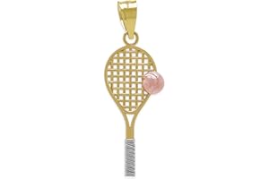 CHARM AMERICA Gold Tennis Racquet Charm - 10 Karat Gold - Tennis Pendant - Sport Jewelry