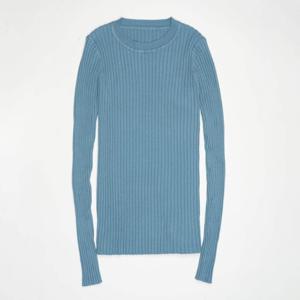 Pull Femme Pull Basique Côtelé Pulls Coton Tops Tricoté Solide Ras du Cou avec Trou pour Le