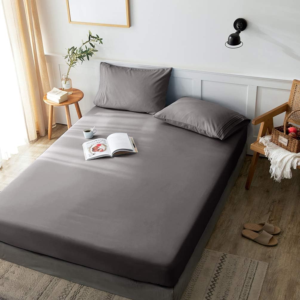 LBRO2M Bed Sheets Set Full Size 6 Piece 16 Inches Deep Pocket 1800 Thread Count 100% Microfiber Sheet,Bedding Super Soft Hypoallergenic Breathable,Resistant Fade Wrinkle Cool Warm (Dark Grey): Home & Kitchen