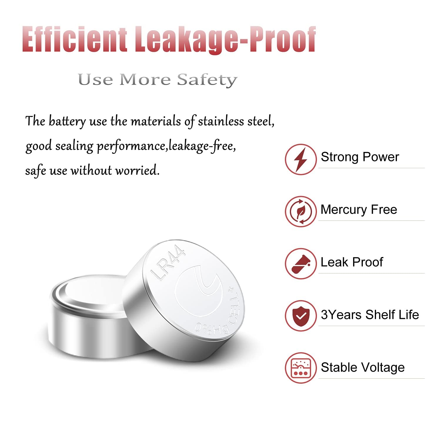 LR44 Batteries AG13 357 high Capacity 1.5V Button Coin Cell 10 Count Battery