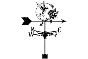 ANCNA-U Hummingbird Metal Weathervane Retro Wind Vane Black Spray Paint Wind Direction Indicator for Garage Cupola Barn Garden Farm Garage Patio Decor