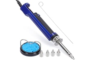 WEP 929D-V 2 IN 1 Desoldering Iron Electric Solder Sucker with 5 Nozzles 0.8/1.0/1.2/1.5mm Soldering Tool Kit with Built-in Desoldering Pump, Iron Stand, Sponge, Cleaning Pin Solder Remover