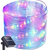 Solar Rope Lights,Oak Leaf 41ft Waterproof 100 LED Outdoor Decoration String Lights with PVC Tube Cover,Black,Yellow, Green,Blue and Purple