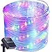 Solar Rope Lights,Oak Leaf 41ft Waterproof 100 LED Outdoor String Lights with PVC Tube Cover,Black,Yellow, Green,Blue and Purple