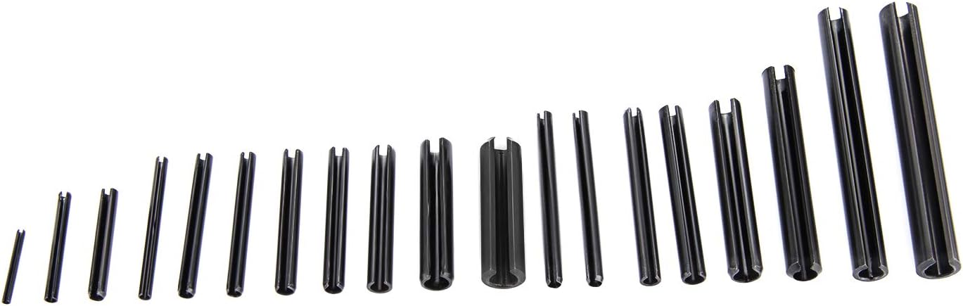 Slotted Spring Pin Roll Pins Assortment Set Steel Split Spring Dowel Tension Roll Pins Metal Hardware Assortment Kit Hollow Spring Pins Mixed Sizes Black 450pcs - Image 4