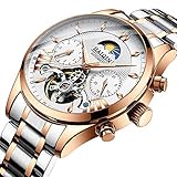 Luxury Automatic Mechanical Watch for Men, Waterproof Wrist Watch Full Stainless Steel Watch Self-Wind Fashion Wristwatches, Luminous Dial, Week Display, Outdoor, Business Style, Gifts