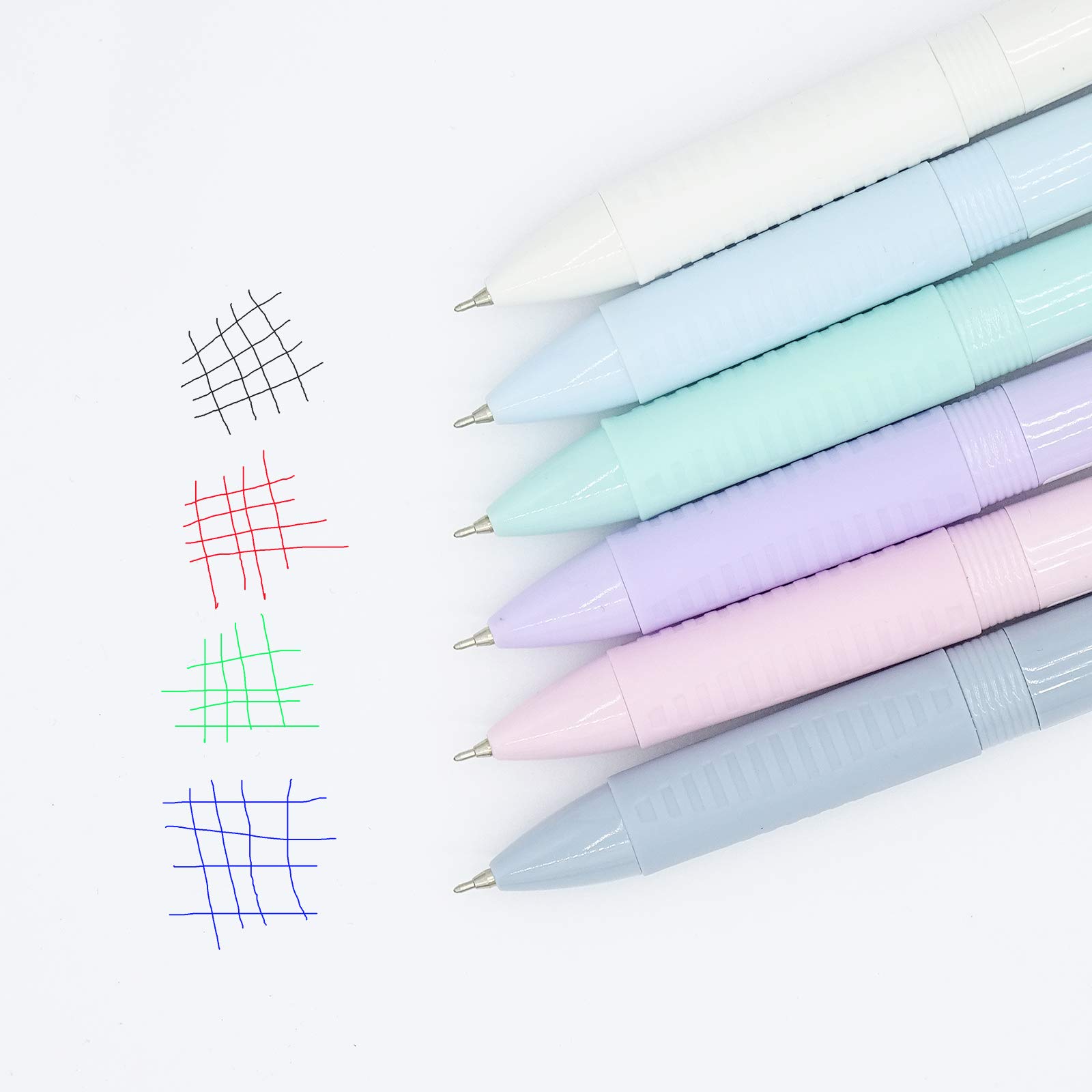 COLNK Multicolor Ballpoint Pen 0.5, 4-in-1 Colored Pens Fine Point,Ballpoint Gift Pens for Planner Journaling,Assorted Ink, 6-Count