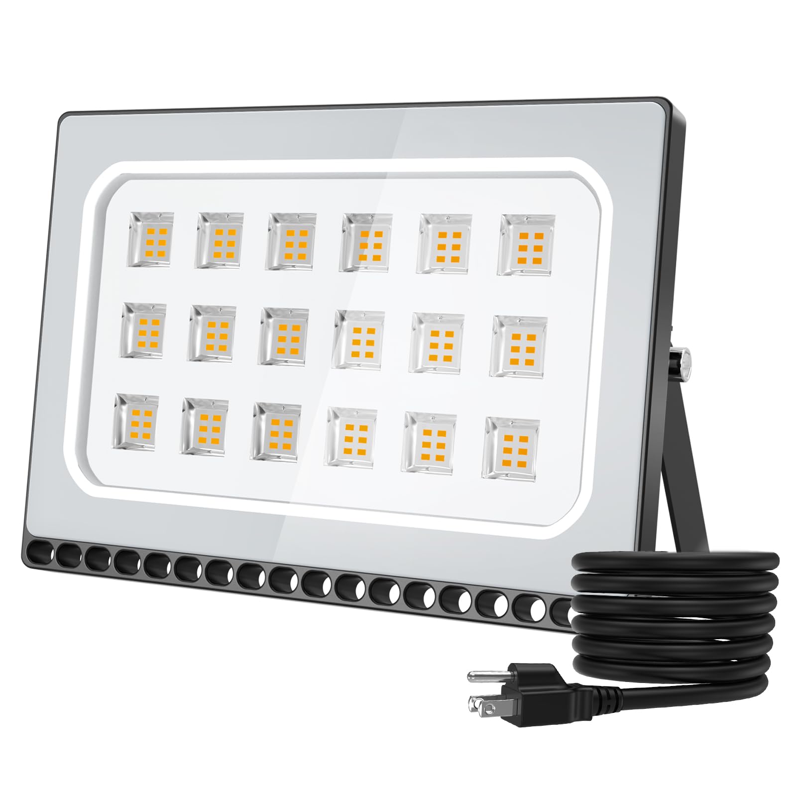 Photo 1 of Viugreum 100W LED Flood Lights Outdoor, Waterproof IP65 Work Lights, 110V 10000LM Warm White(3000K), Super Bright Security Floodlights Wall Lights Landscape Lights with US Plug