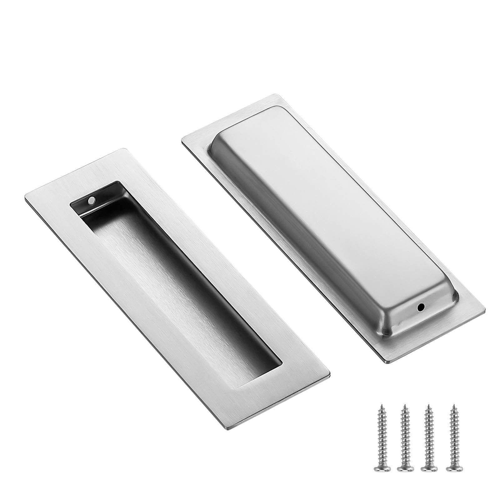 Ravinte 2 Pack Brushed Nickel Cabinet Pulls - Recessed Finger Pulls Sliding Door Handles Furniture Handles Kitchen Hardware for Cabinets (150mm Length)