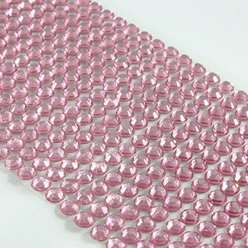 [DECO FAIRY] 260pcs Bling 6mm Multicolor Sheet Diamond Crystal Rhinestone Gem Self Adhesive Stickers (Pink)