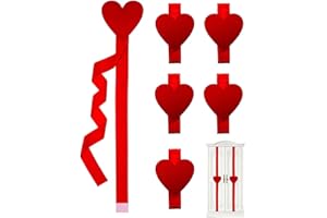 6Pcs Cabinet Door Heart Shaped Ribbon 8x40 Inches Large Heart Wreath Ribbons Valentine's Day Decorations, Velvet Bow Holiday 