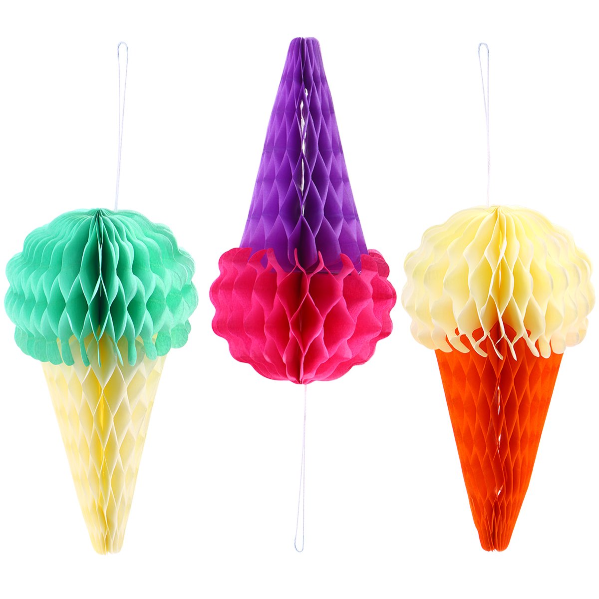 BESTOYARD 3pcs 8Inch Party Hanging Ice Cream Tissue Paper Honeycomb Ball Wedding Birthday Decoration