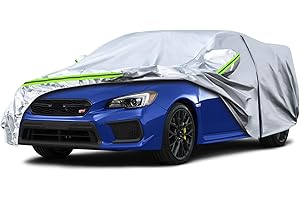 SPORTULI Waterproof Car Covers Replace for 2014-2024 Subaru WRX, 6 Layers Silver All Weather Car Cover with Zipper Door & Windproof Bands for Snow Rain Dust Hail Protection