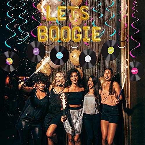 LaVenty Set of 2 Lets Boogie Balloons Lets Boogie Banner Disco Party Decoration 70'S Disco Party Dec - //medicalbooks.filipinodoctors.org