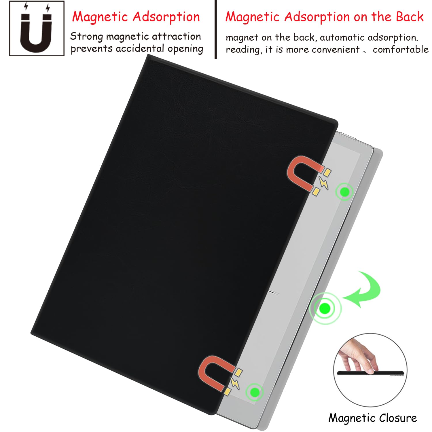 GOVTVA Magnetic Stand Case for Onyx Boox Go 10.3 ePaper 2024 Released Ultra-Thin Lightweight Leather Cover with Auto Sleep/Wake & Magnetic Closure (Black)