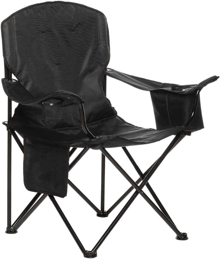 Amazon Basics Comfortable Heavy Duty Portable Camping Chair XL with 4-Can Cooler
