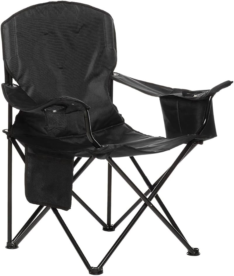 Amazon Basics Comfortable Heavy Duty Portable Camping Chair XL with 4-Can Cooler