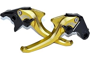MTCRIGHTER 2 Fingers Short Brake Clutch Lever Set Compatible with Honda GROM/ MSX125/ Monkey 125, CNC Aluminum Alloy Made (Gold)
