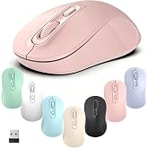 TvvTvvT Wireless Mouse, 2026 New Model, Silent Click Ergonomic Design, Portable, 4 Buttons, Adjustable DPI (800/1200/1600), for Laptop/PC/Office (Pink)