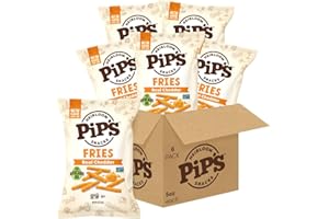PIPCORN Baked Cheddar Fries by Pip's Heirloom Snacks - 5oz 6pk - Healthy Gluten Free Snacks, Non-GMO, Upcycled Heirloom Corn Flour, Vegan, Baked Not Fried Snacks