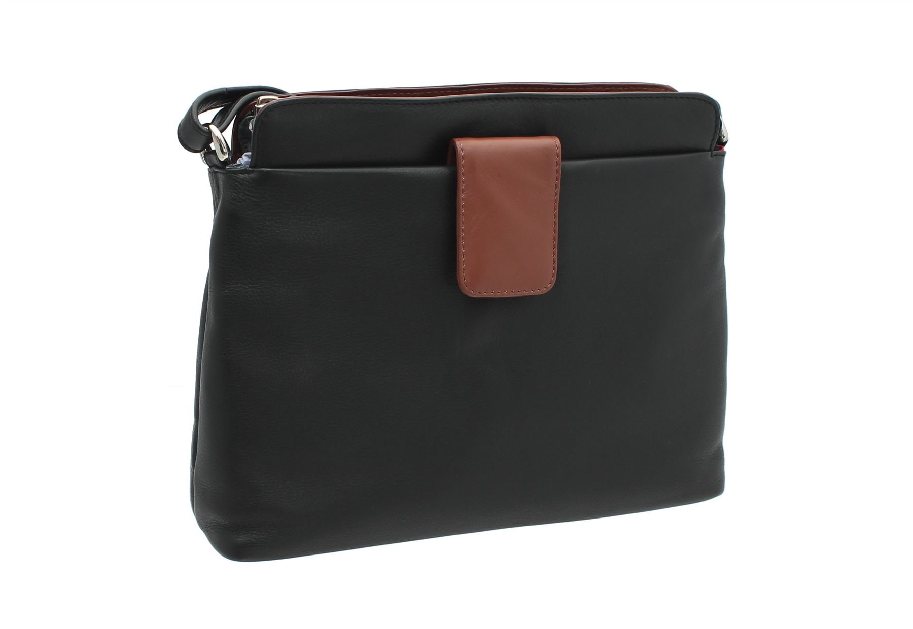 Ashlie Craft Leather Shoulder Bag Style AC8200_ac Black/Cognac