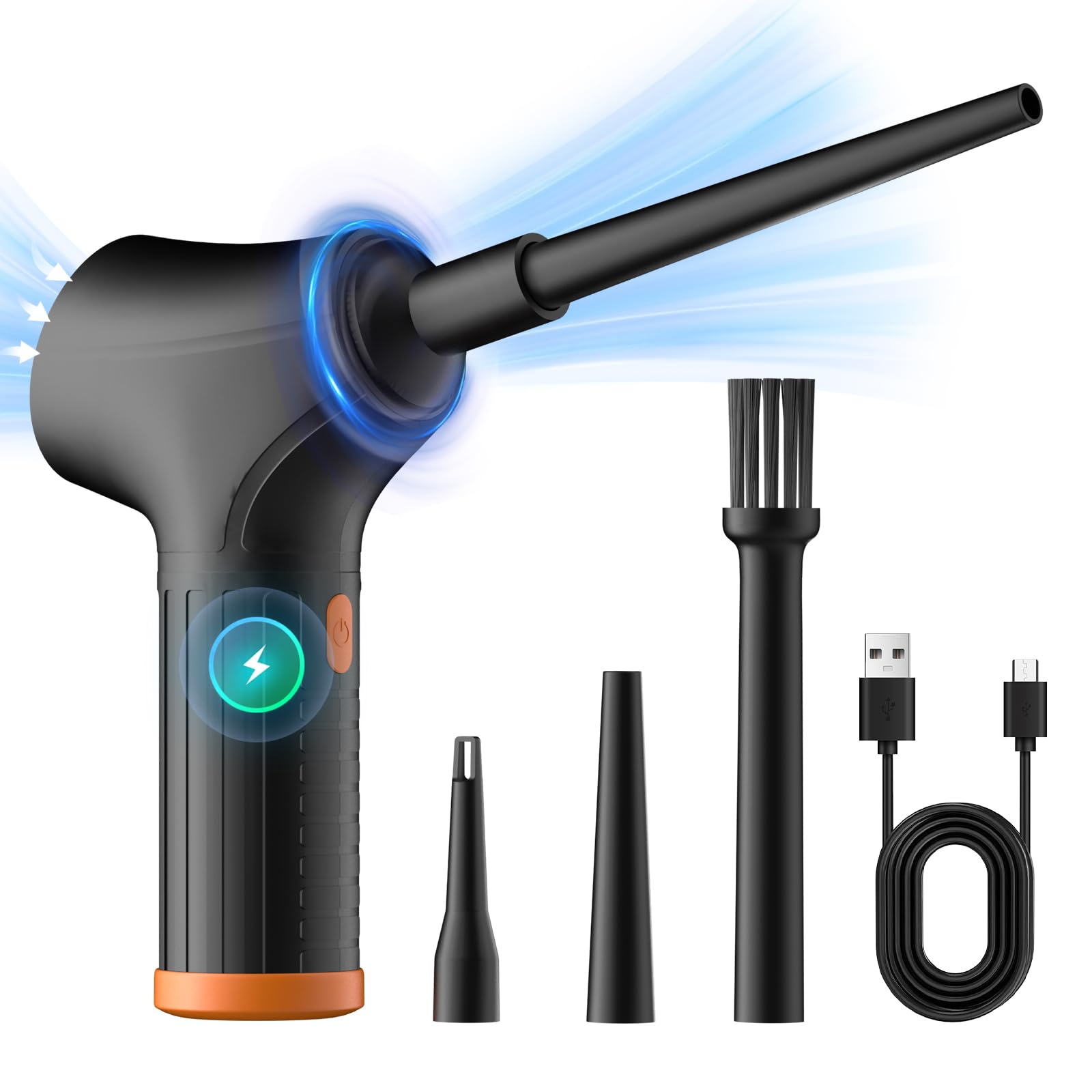 Compressed Air Duster | 6000mAh | 3-Speed | 6W RPM Max | Suitable for Keyboard/Car/Home Cleaning | Replaces Compressed Air Can