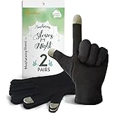 EvridWear 100% Cotton Touchscreen Moisturizing Beauty Gloves with Elastic Cuff, Natural Cosmetic Therapy Gloves for Eczema SP