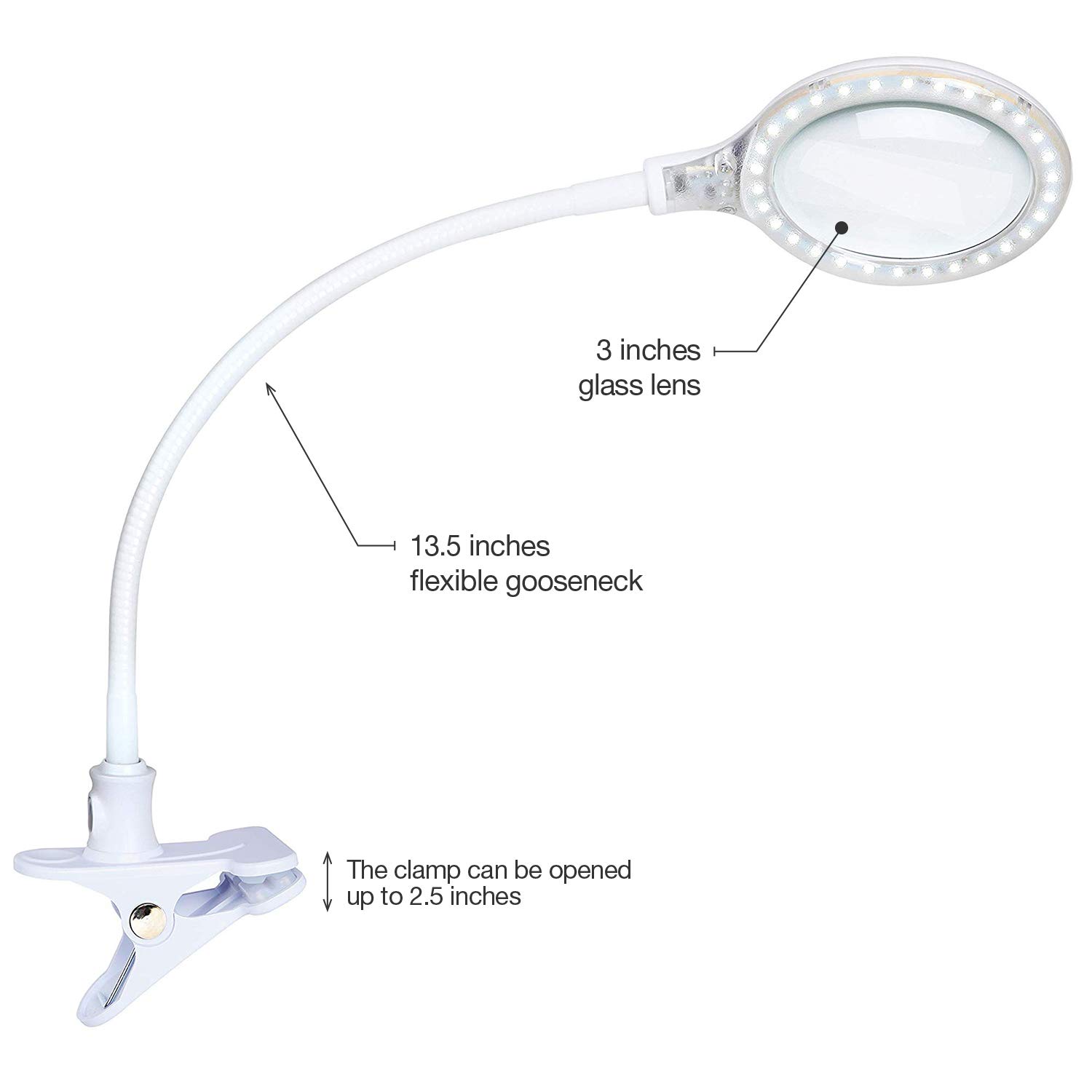LightView Flex Magnifying Desk Lamp, 1.75X Light Magnifier, Adjustable Magnifying Glass with Light for Crafts, Reading, Close Work