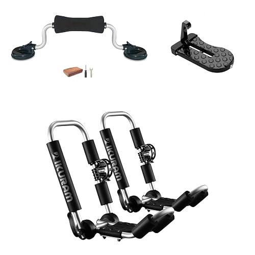 Kayak Roof Rack, Aluminum Kayak Carrier Folding J-Style Universal 3-in ...