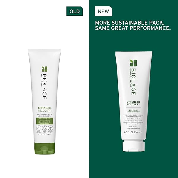 BIOLAGE STRENGTH RECOVERY CONDITIONER – MOISTURIZES & STRENGTHENS DAMAGED HAIR, SOFTNESS & SHINE, OLIVE SQUALANE & VEGAN PROTEINS, PARABEN-FREE, VEGAN, 7.9 FL OZ, PACKAGING MAY VARY