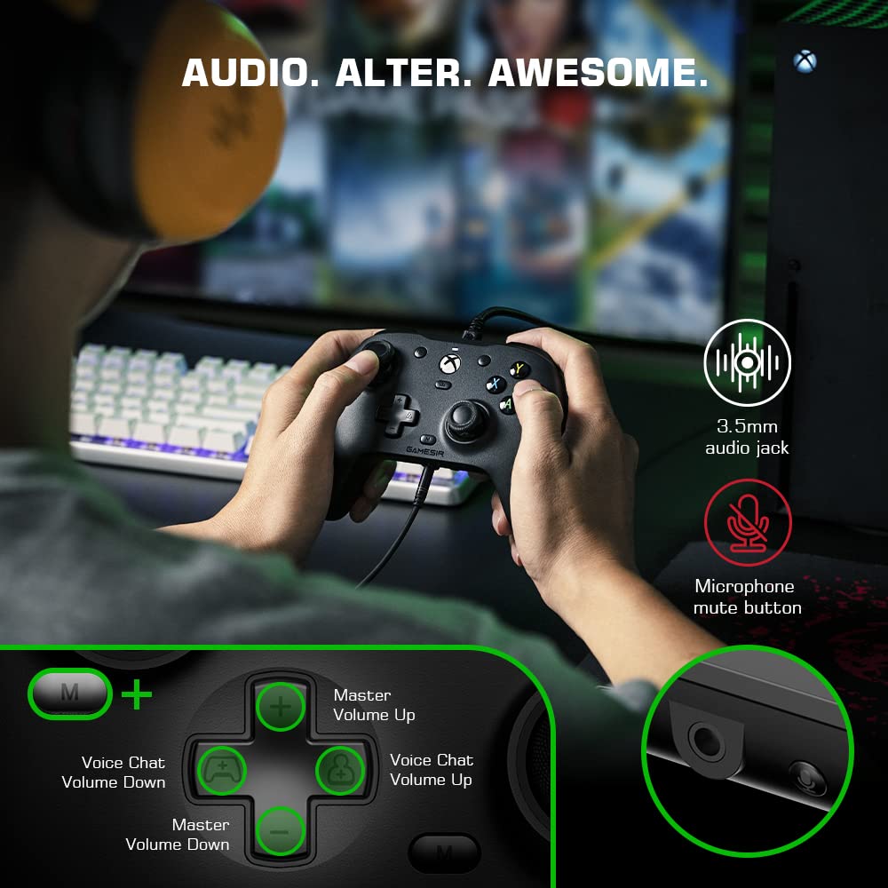 GameSir G7 Wired Gaming Controller for Xbox One, Xbox Series X|S, Windows 10/11, Wired Xbox Controlle with 3.5mm Audio Jack - Remappable Button- 2 Swappable Faceplate Wired PC Controller