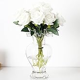 MARTAGE Large Glass Vase, Clear Vase for Flowers, Flower Vases for Bouquet, Glass Flower Vases for Living Room, Dining Table, Shelf, Wedding, Office, Coffee Table, 9.5 Inches