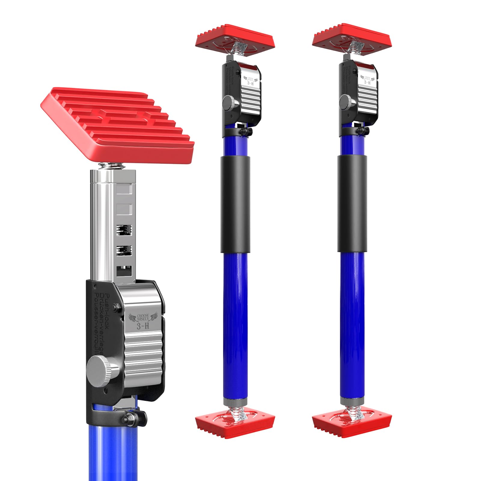 3-H Third Hand Telescopic Support Pole Heavy Duty, All-Steel Support Rod for Cabinet Jacks Cargo Bars Drywall Support-165 lbs Capacity and Extends from 15.7 to 24.4 Inch, 2 Pack(Blue)